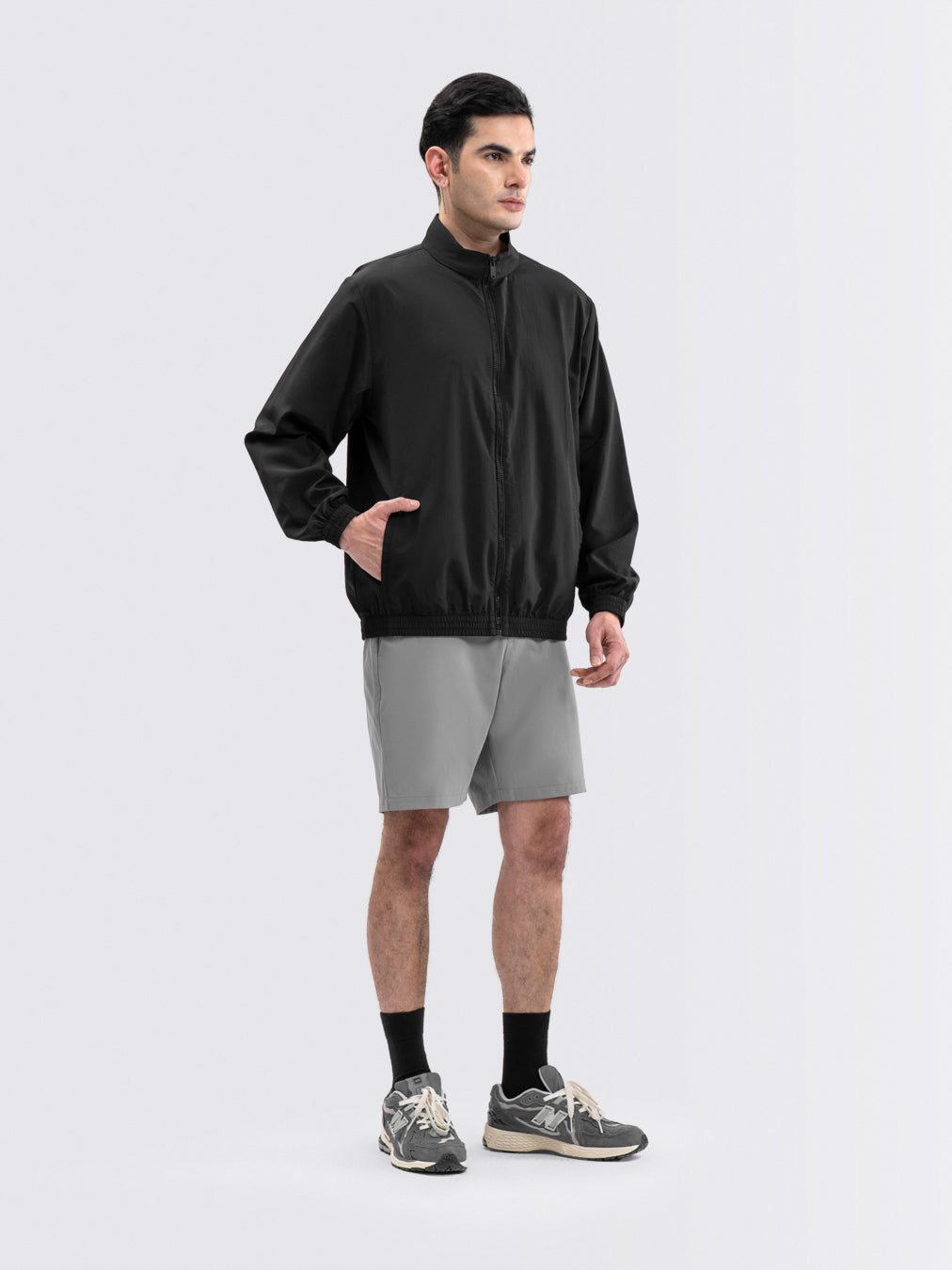 Geared Crinkle Jacket Black