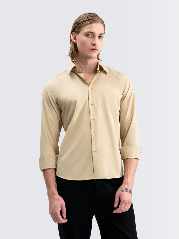 Iron Free Long Shirt Khaki