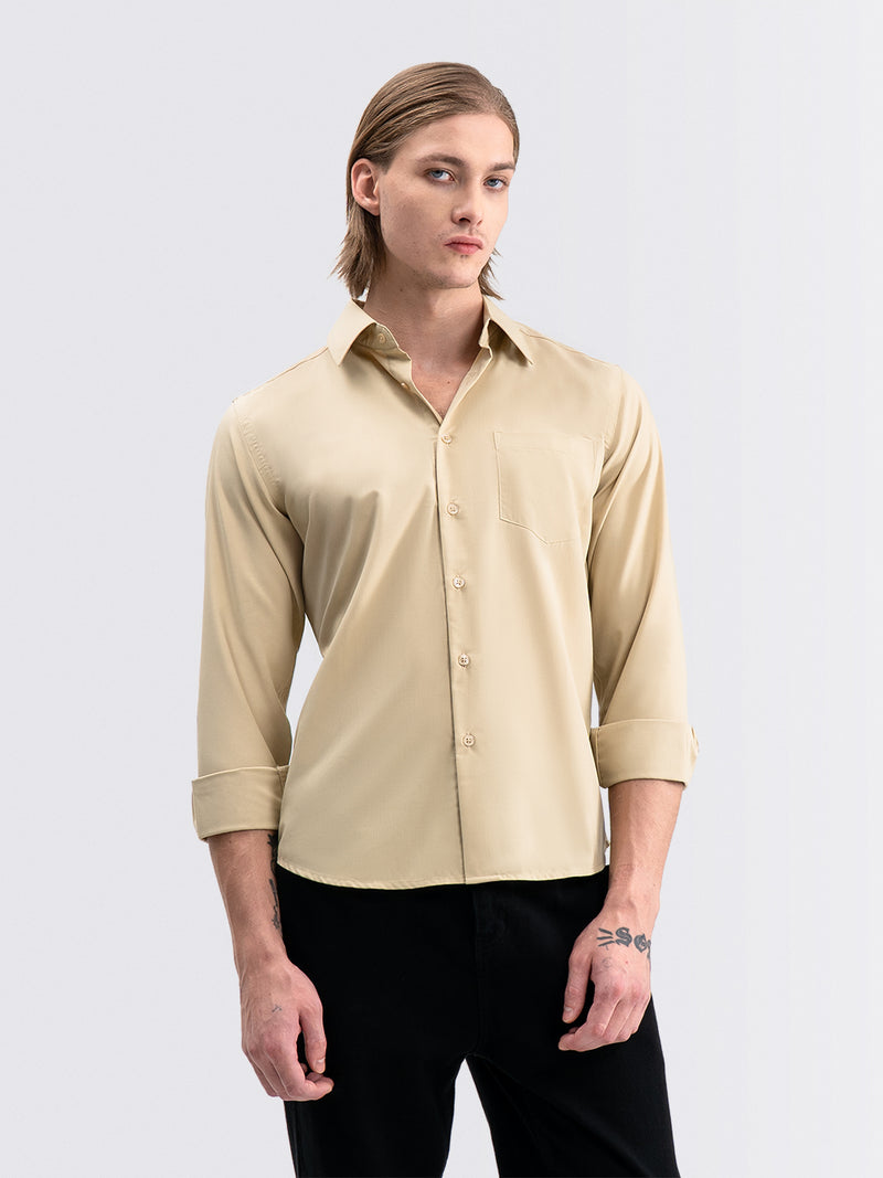 Iron Free Long Shirt Khaki