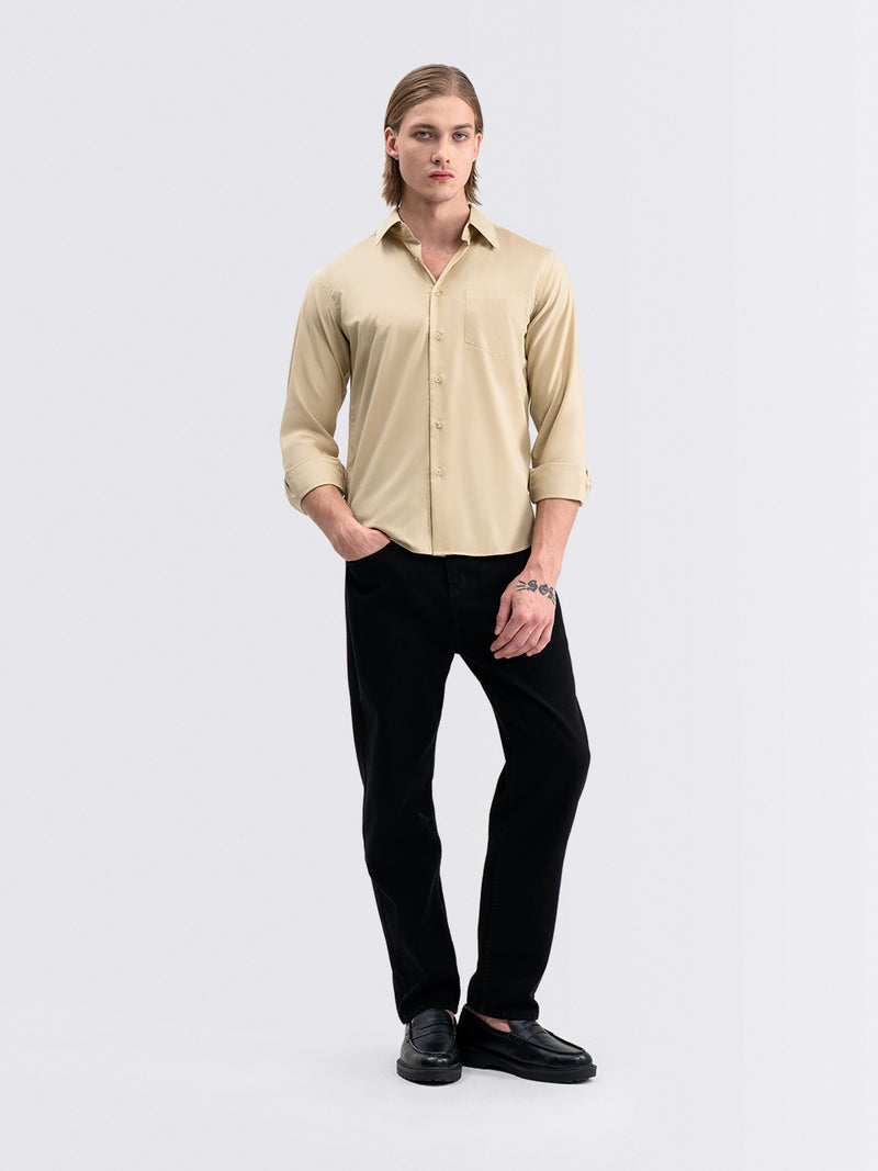 Iron Free Long Shirt Khaki