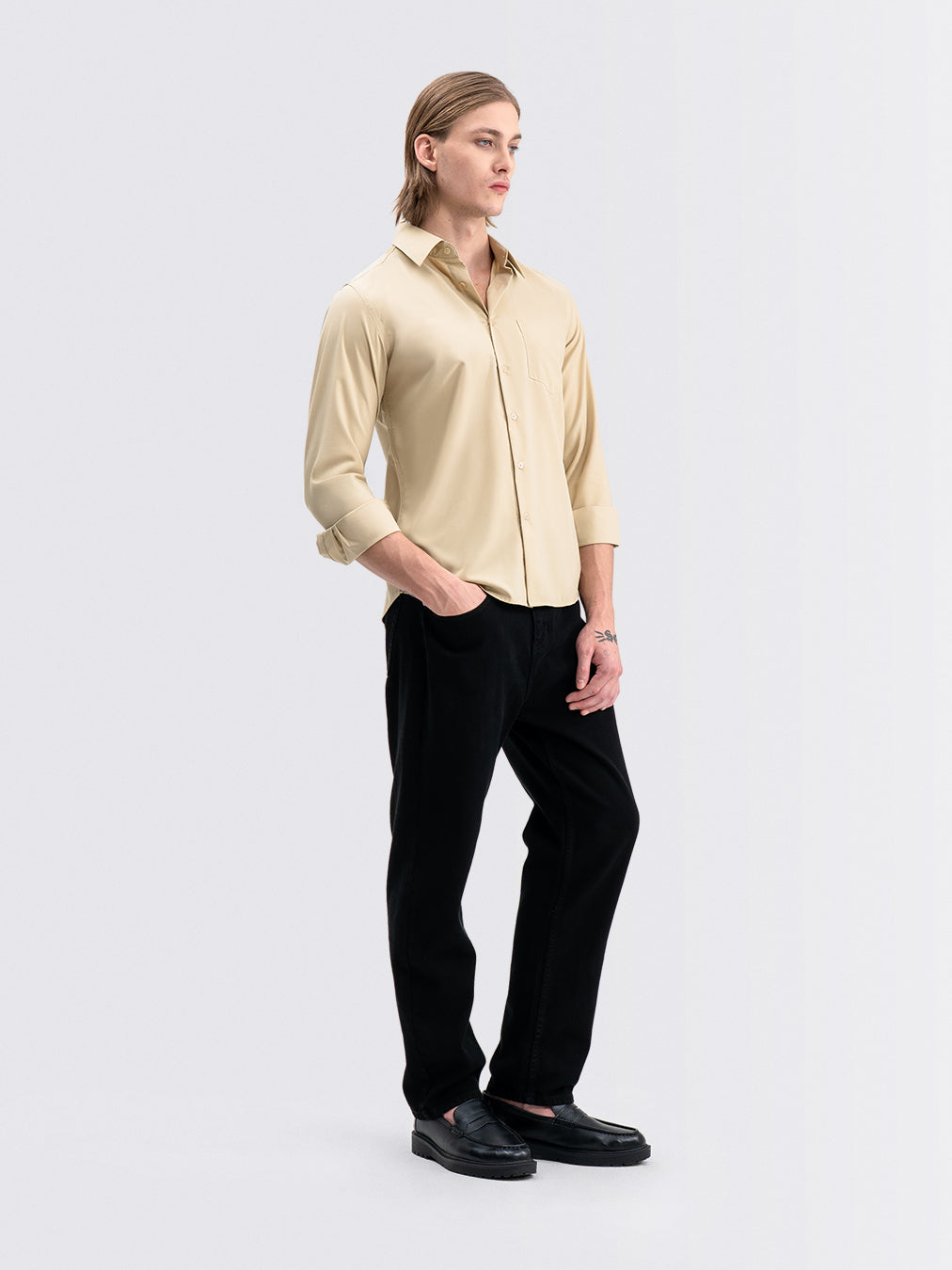 Iron Free Long Shirt Khaki