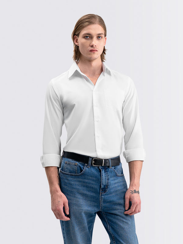 Iron Free Long Shirt White