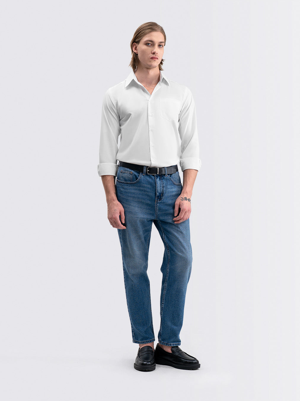 Iron Free Long Shirt White
