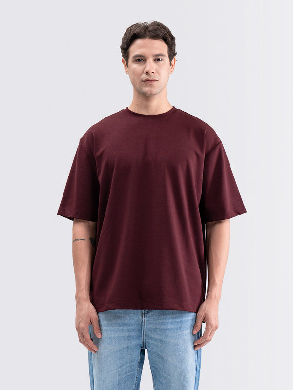 Boxy Ease Tee Wine