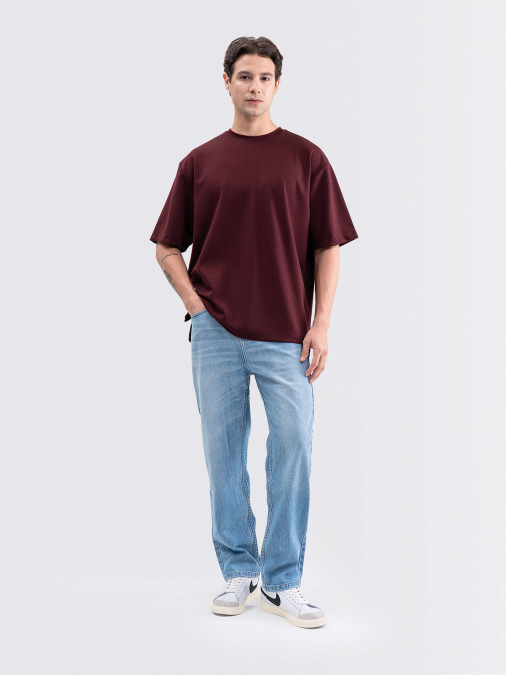 Boxy Ease Tee Wine