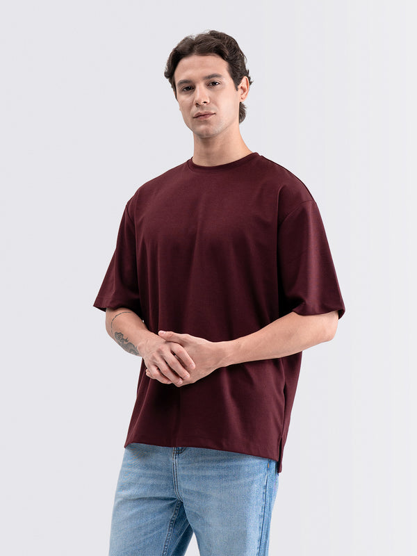 Boxy Ease Tee Wine