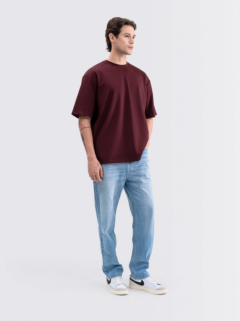 Boxy Ease Tee Wine