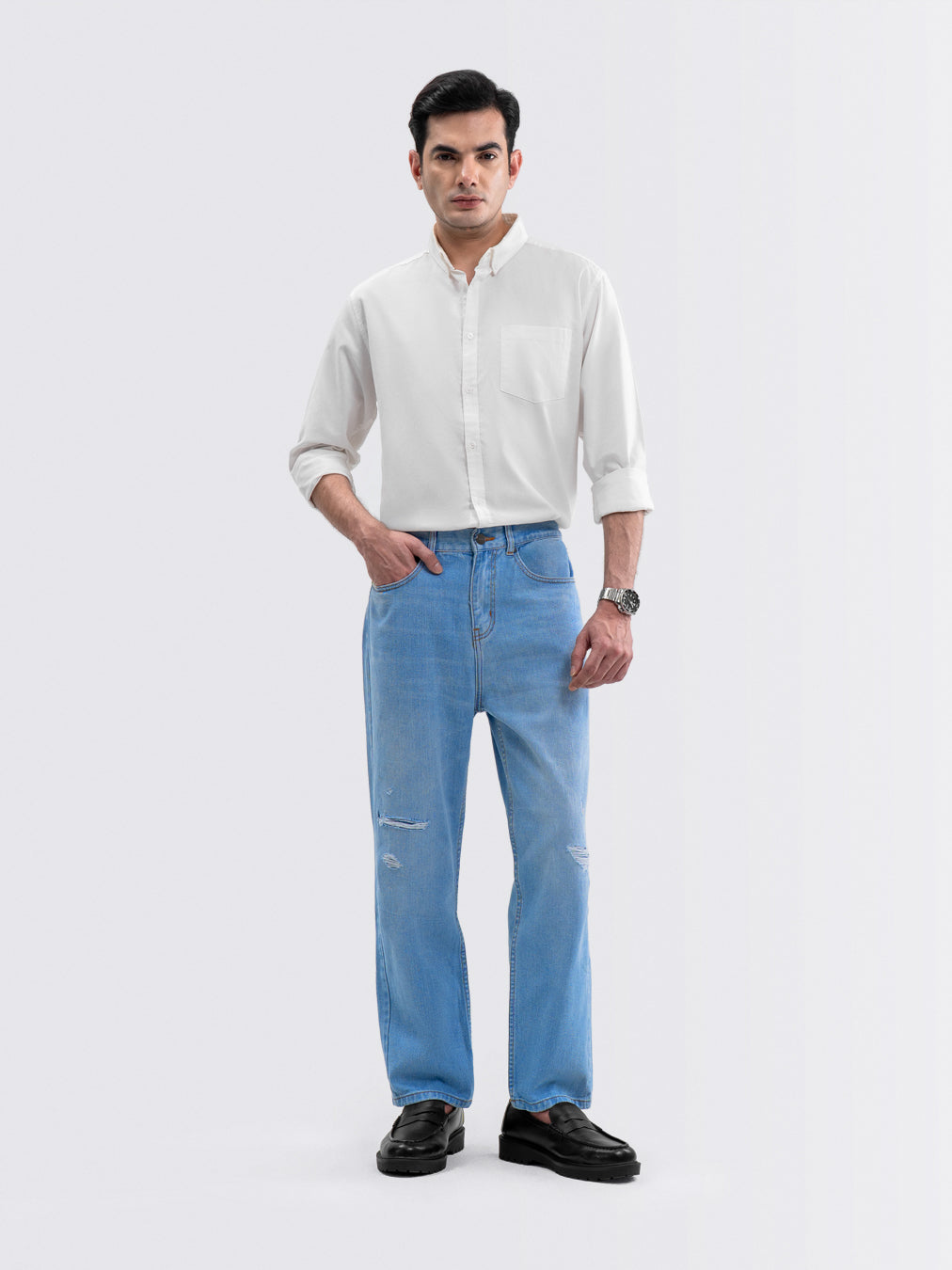 Destroy Wash Jeans Light Blue