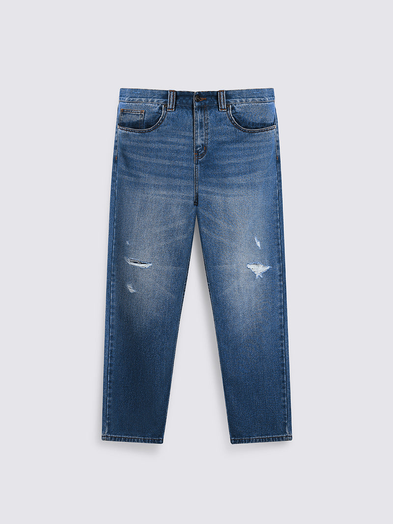 Destroy Wash Jeans Mid Blue