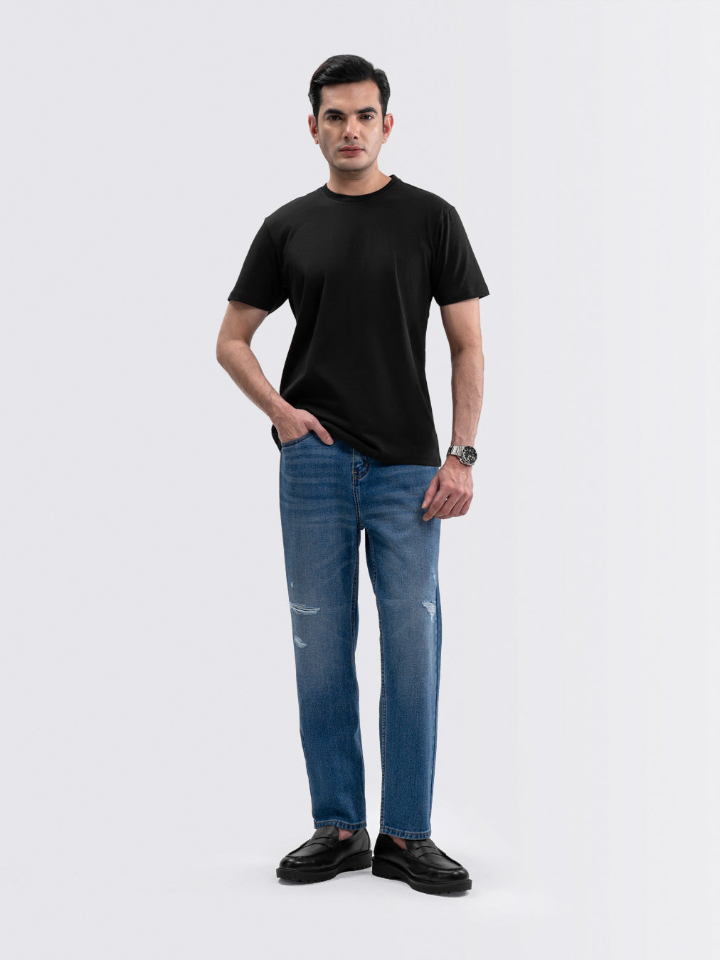 Destroy Wash Jeans Mid Blue