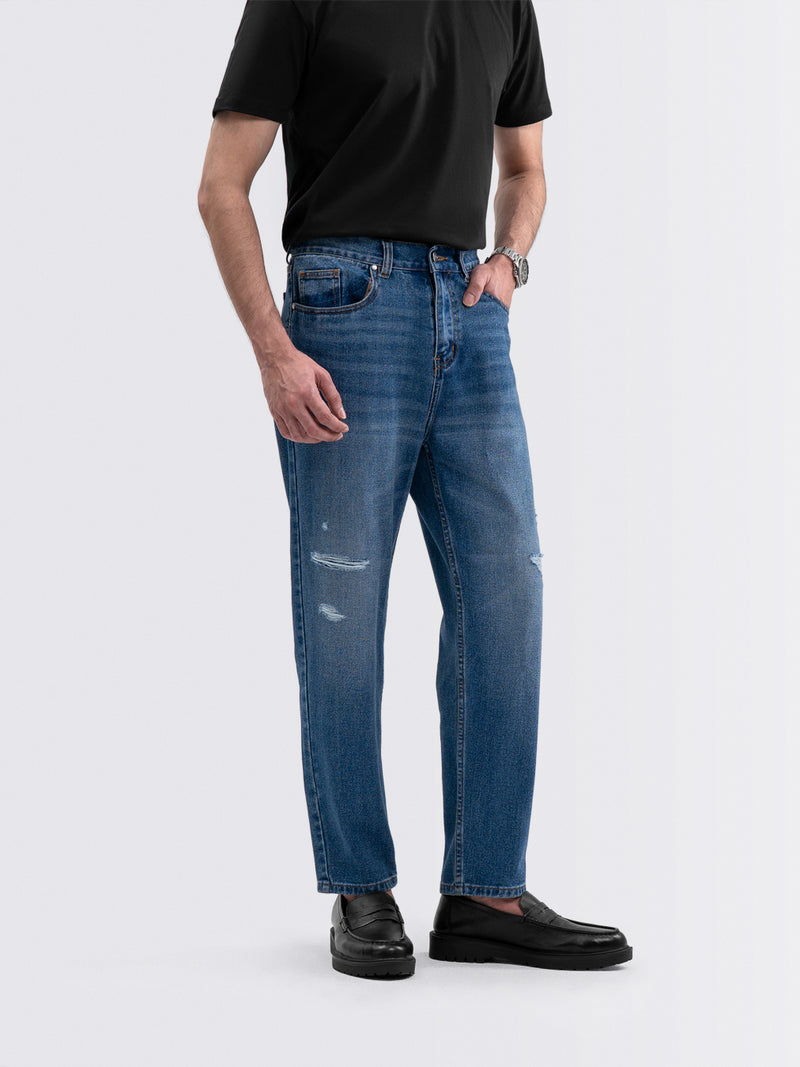 Destroy Wash Jeans Mid Blue