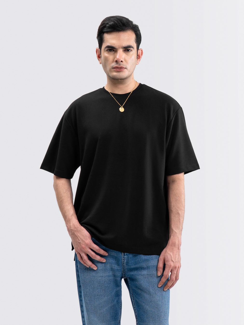 Square Interlock Tee Black