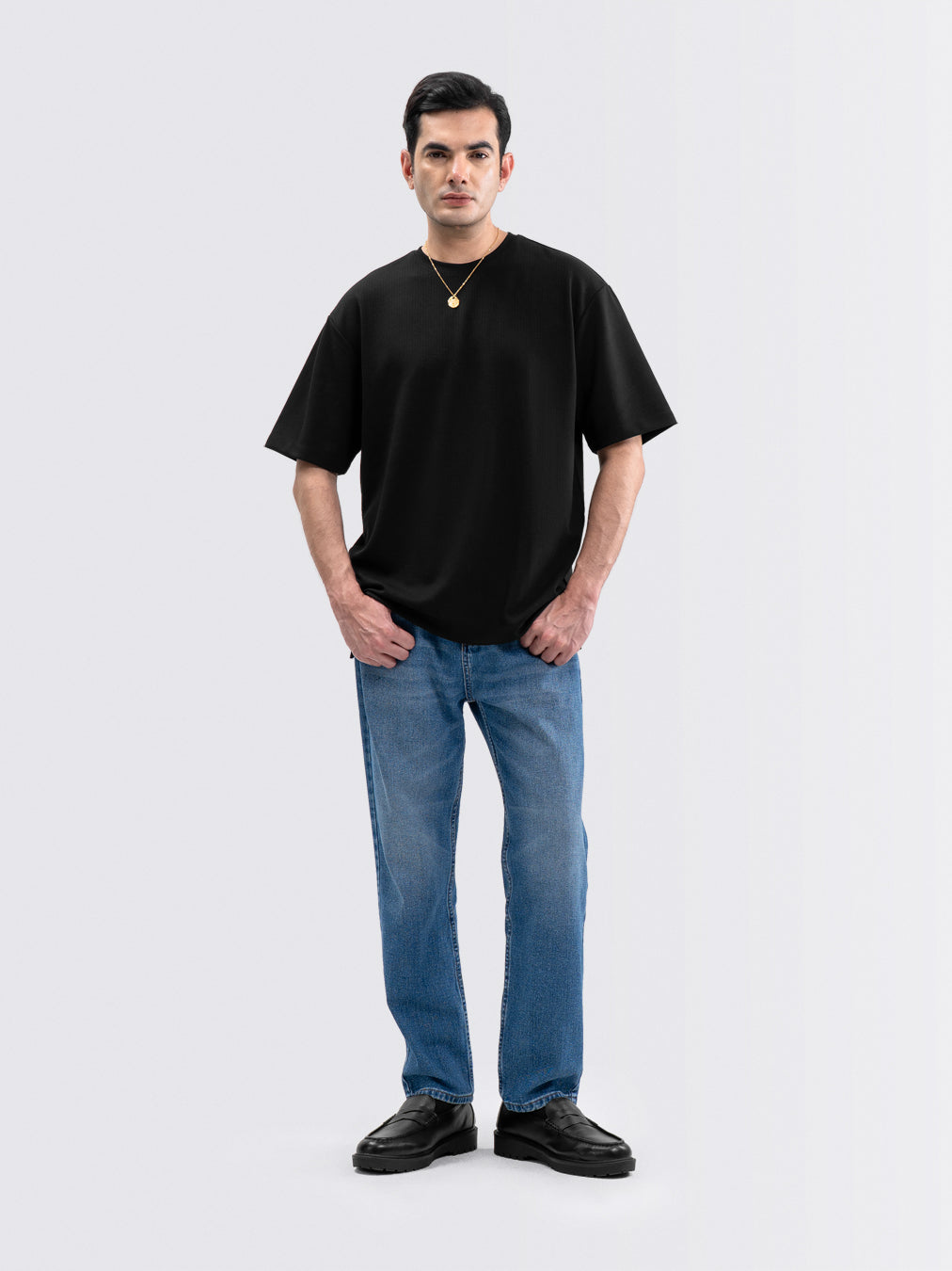 Square Interlock Tee Black