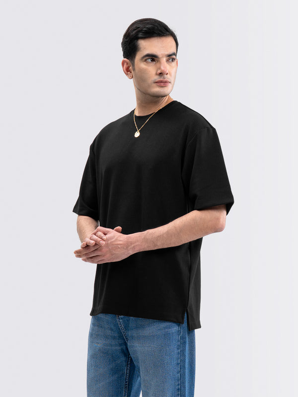 Square Interlock Tee Black