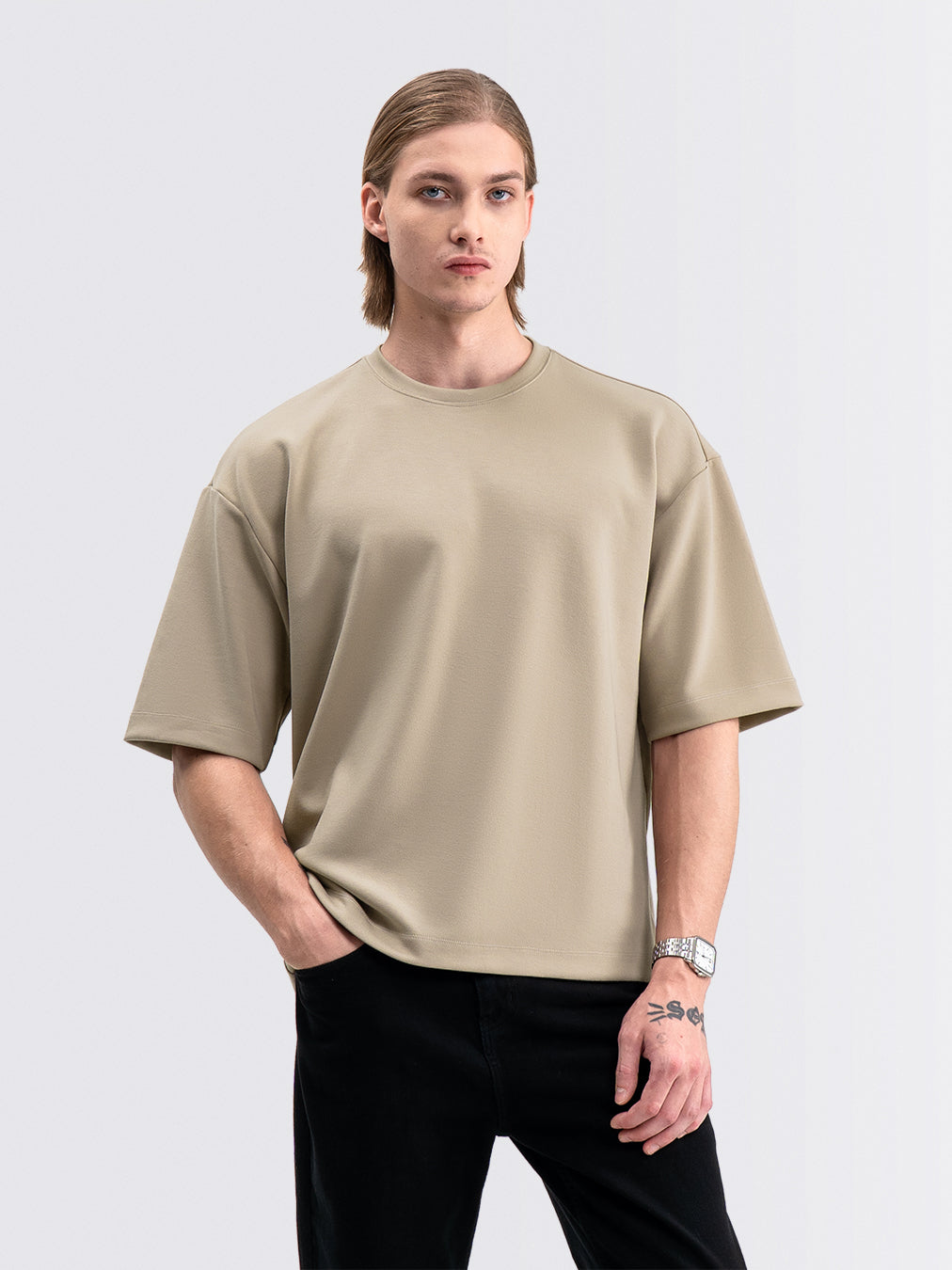 Wide Oversized Tee Latte