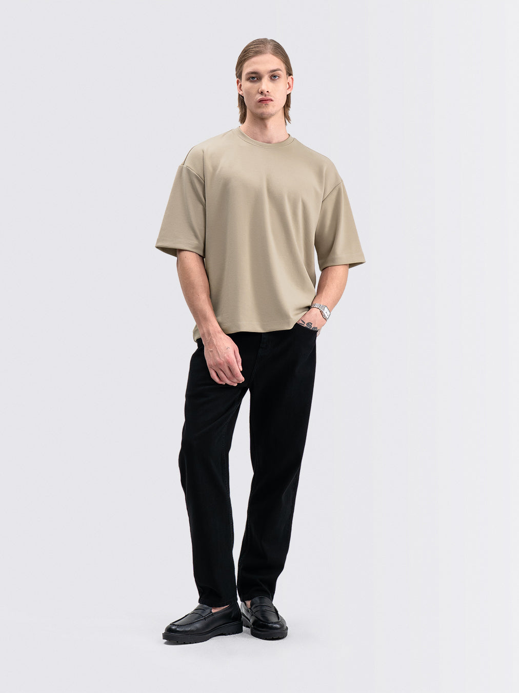 Wide Oversized Tee Latte