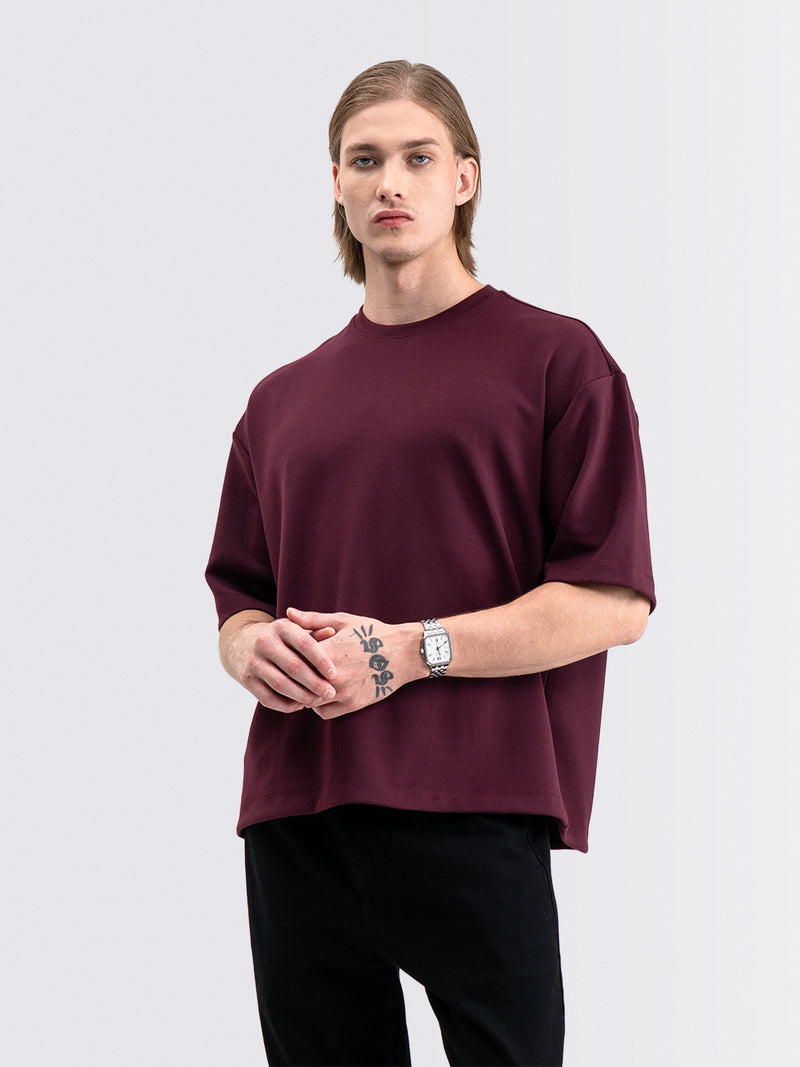 Wide Oversized Tee Wine