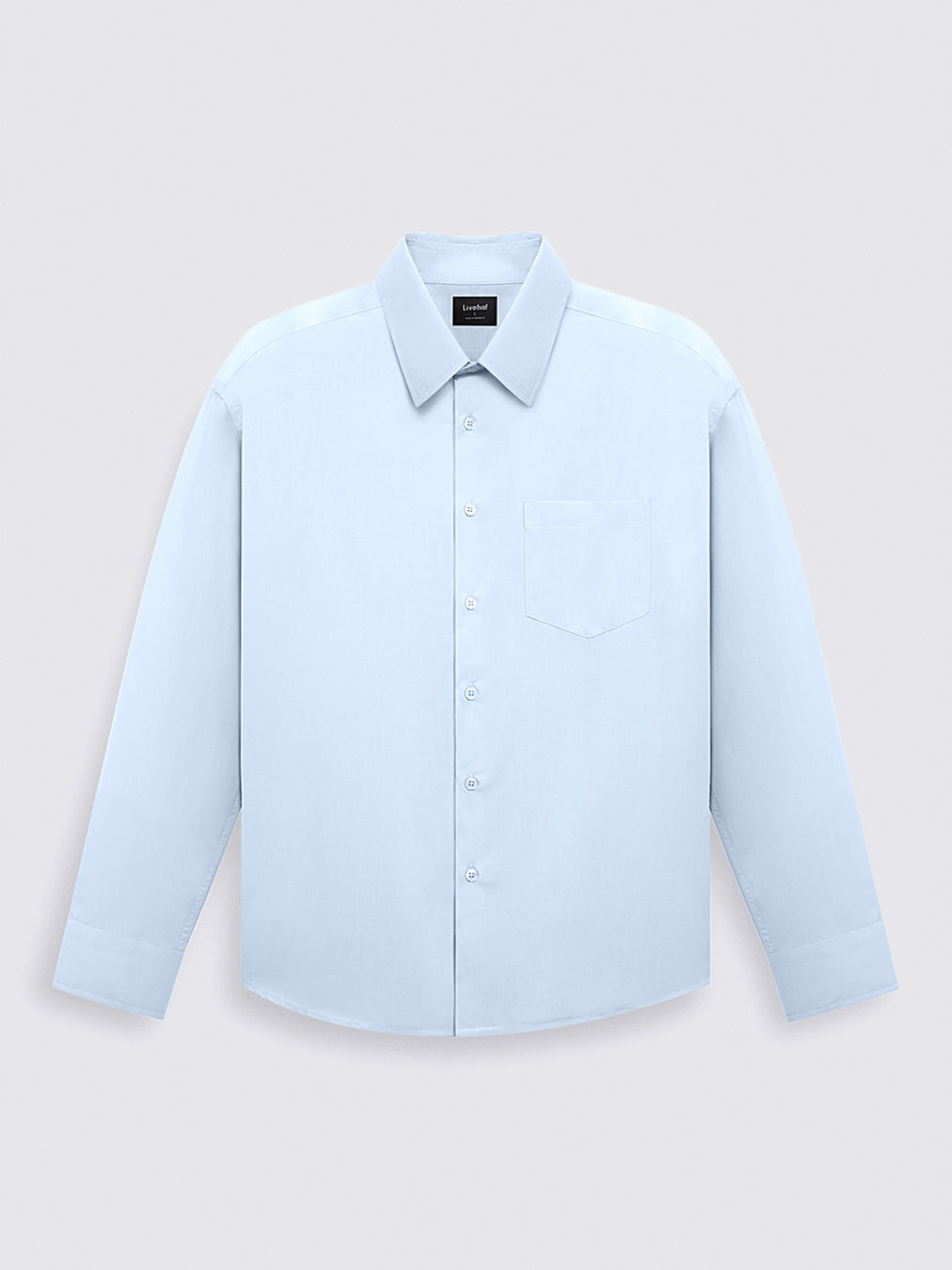 Iron Free Long Shirt Sky Blue