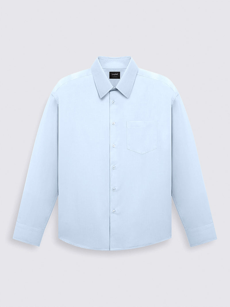 Iron Free Long Shirt Sky Blue