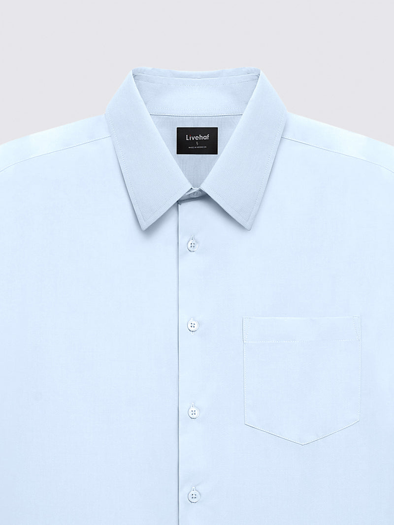 Iron Free Long Shirt Sky Blue